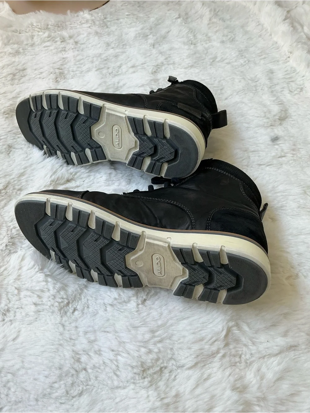 Aldo Black Leather Chukka Boots with Side Zip